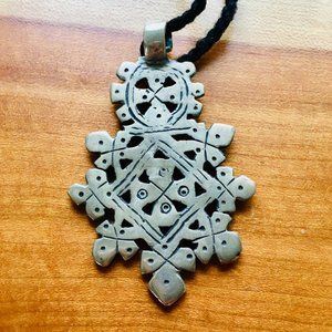 Vintage Ethiopian Brass Coptic Cross Pendant